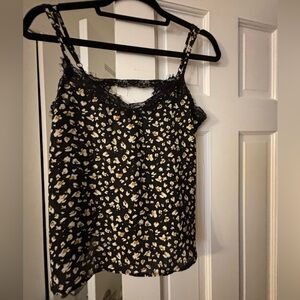 Altar’d State Animal Print Blouse with Black Lace